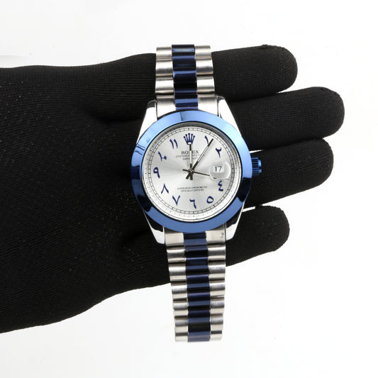 Quartz movement Two Tone Model blue color .